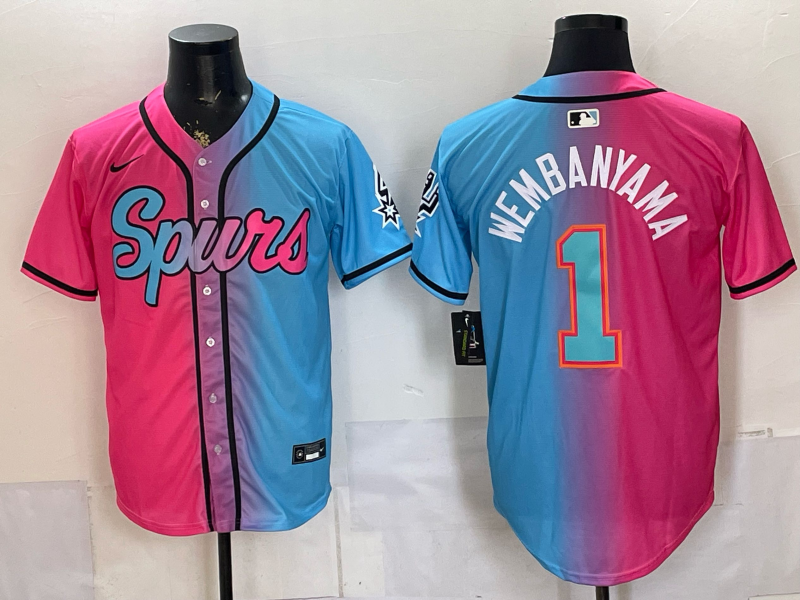 women San Antonio Spurs #1 Wembanyama pink blue Nike 2026 NBA Jersey 0621210->women nba jersey->Women Jersey